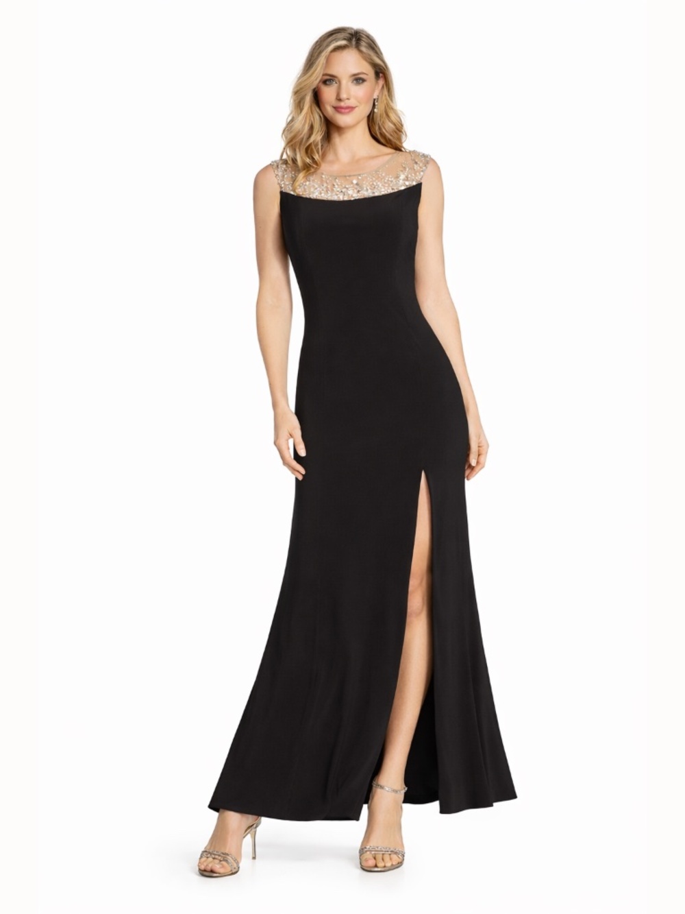 Adrianna Papell Embellished Boat Neck Jersey Gown‎